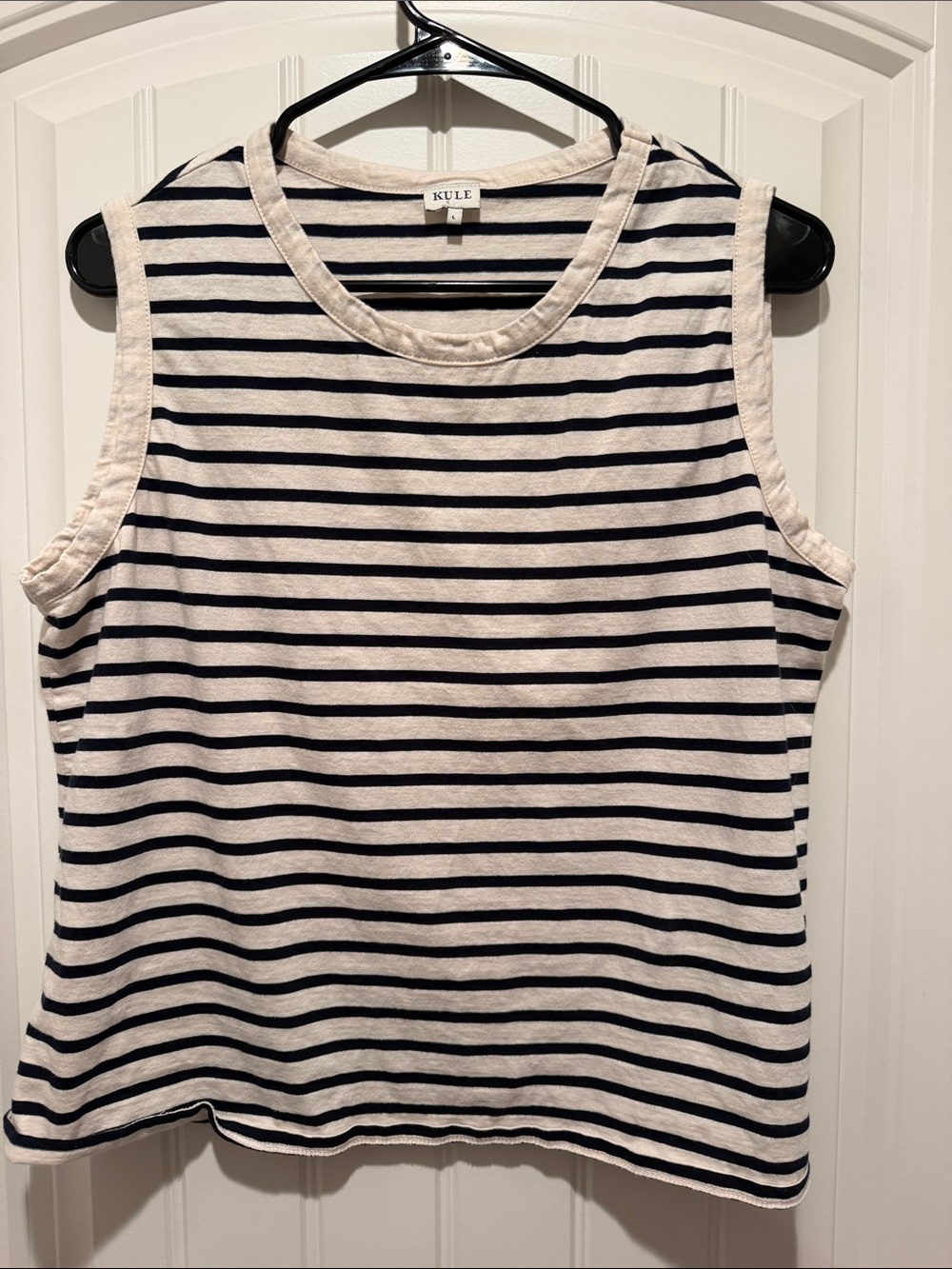 KULE Navy and White Striped Sleeveless Tank